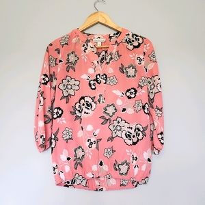 Buchman Pink Floral Blouse, Size Medium